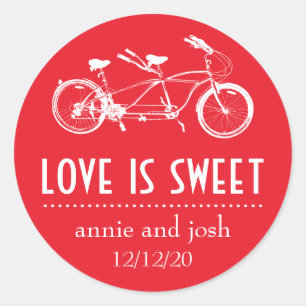 Bicycle For Two Love Is Sweet Labels (Red)