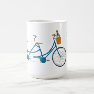 Bicycle for Two Watercolor Tandem Bike & Names Coffee Mug