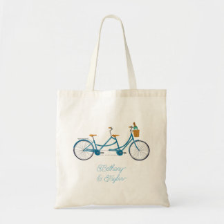 Bicycle for Two Watercolor Tandem Bike & Names Tote Bag