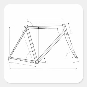 Bicycle Frame Geometry Diagram  Square Sticker