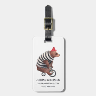 Bicycle Fun Bear Add Your Name Luggage Tag