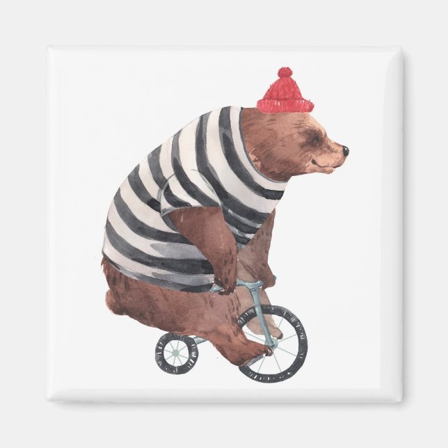 Bicycle Fun Bear Magnet (Front)