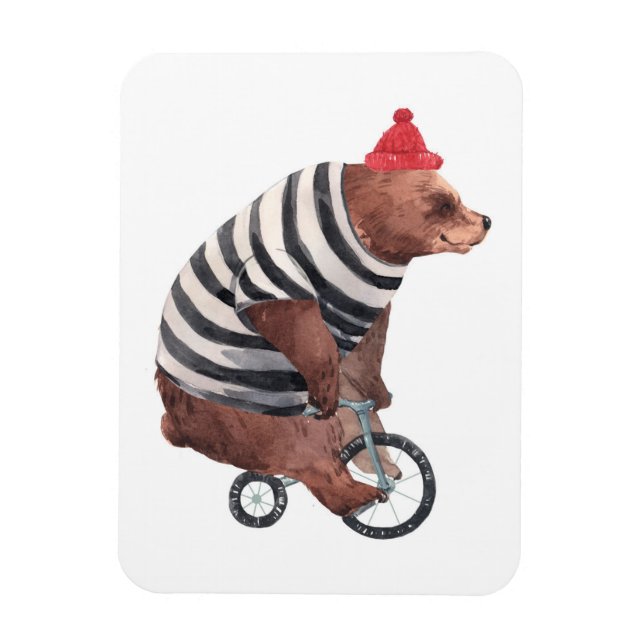 Bicycle Fun Bear Magnet (Vertical)