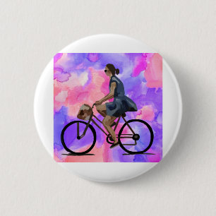 Bicycle Girl 6 Cm Round Badge