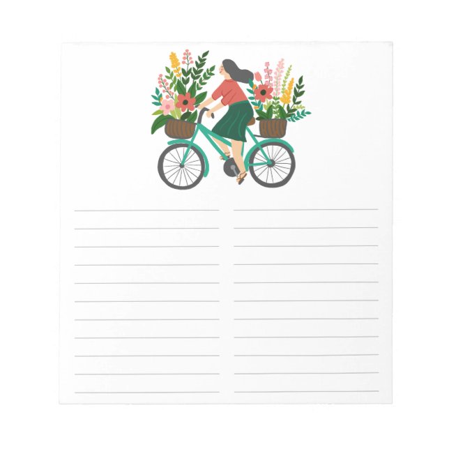 Bicycle Girl Farmers Market Grocery Shopping List Notepad (Front)
