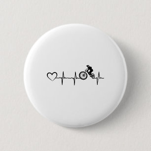 Bicycle Heartbeat Cyclist Downhill Cycling Mountai 6 Cm Round Badge
