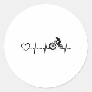 Bicycle Heartbeat Cyclist Downhill Cycling Mountai Classic Round Sticker