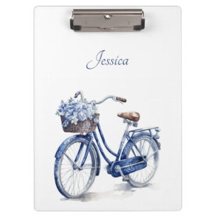 Bicycle in Delft Blue customisable Clipboard