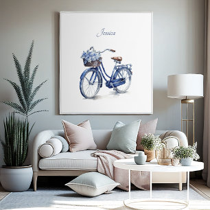Bicycle in Delft Blue customisable Poster