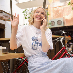 Bicycle in Delft Blue customisable T-Shirt