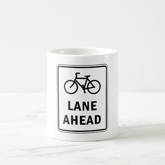 Bicycle Lane Ahead Sign Cycling Road Safety  Coffee Mug (Creator Uploaded)