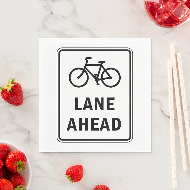 Bicycle Lane Ahead Sign Cycling Road Safety  Napkin (Creator Uploaded)