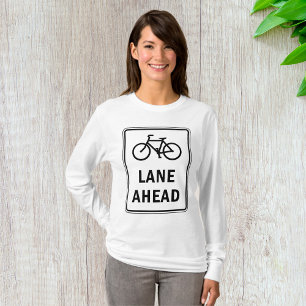 Bicycle Lane Ahead Sign Cycling Road Safety  T-Shirt