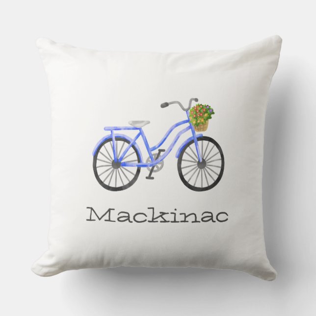 Bicycle Mackinac Island Family Flowers Location Cushion (Front)