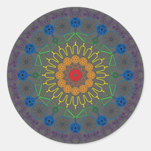 Bicycle Mandala 2 Classic Round Sticker
