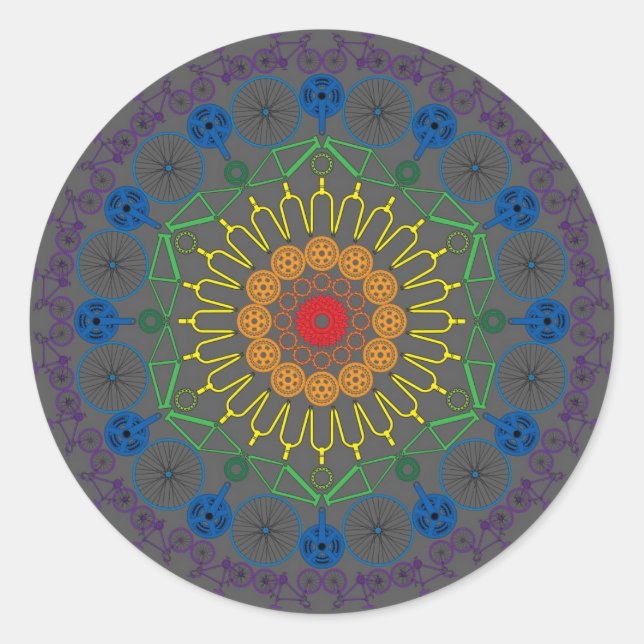 Bicycle Mandala 2 Classic Round Sticker (Front)