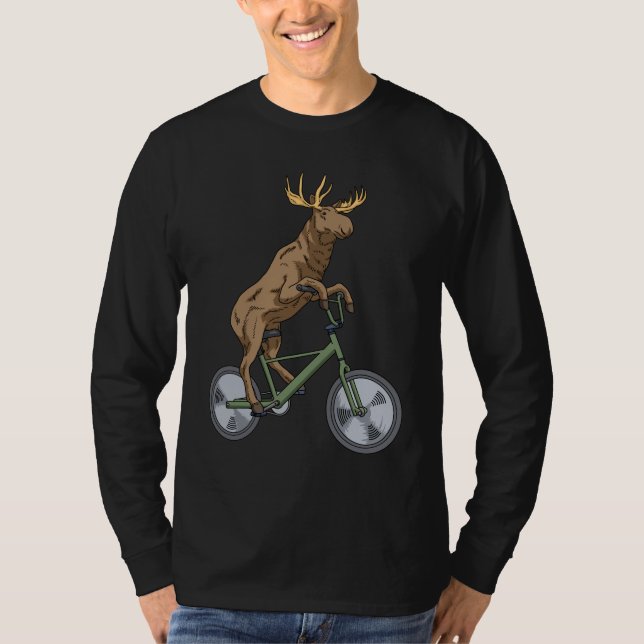 Bicycle Moose Gift Men Women Moose T-Shirt (Front)