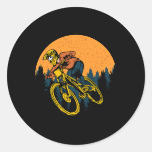 Bicycle Mtb Biking Cycling And Downhill Biker Moun Classic Round Sticker