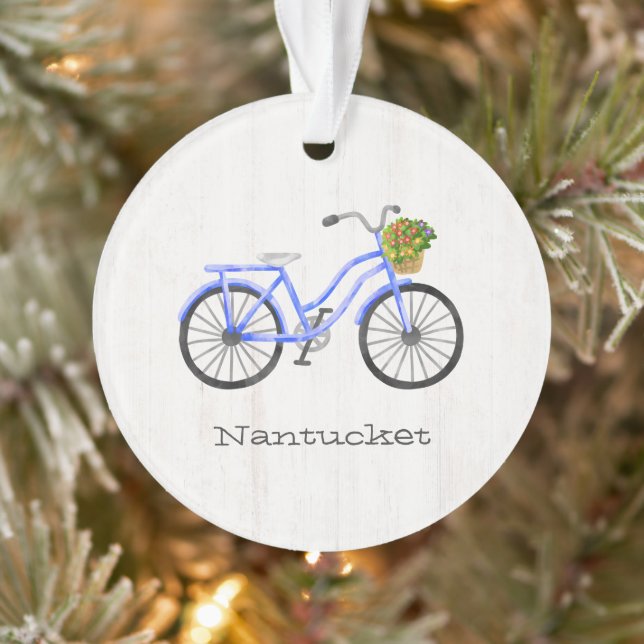 Bicycle Nantucket Family Reunion Year Flowers Fun Ornament (Tree)