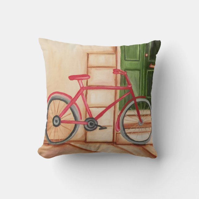 Bicycle Oil Painting Throw Pillow, Throw Pillow (Front)