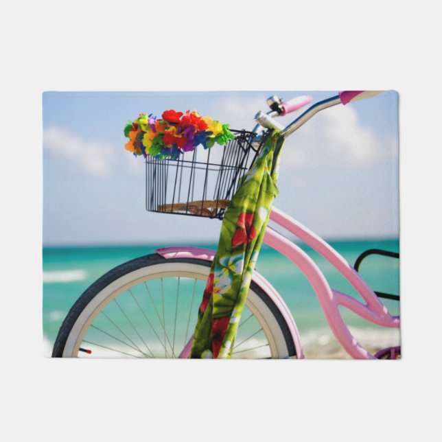 Bicycle On The Beach | Miami, Florida Doormat (Front)