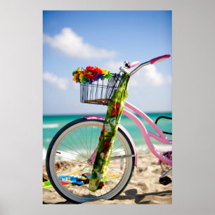 Bicycle On The Beach   Miami, Florida Poster