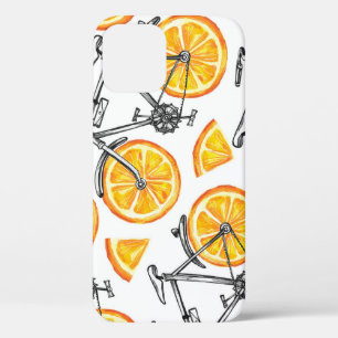 Bicycle Oranges: Watercolor Summer Pattern iPhone 12 Case