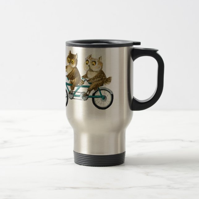 Bicycle owls travel mug (Right)