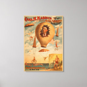 Bicycle Parachute act in mid-air Theatre Canvas Print