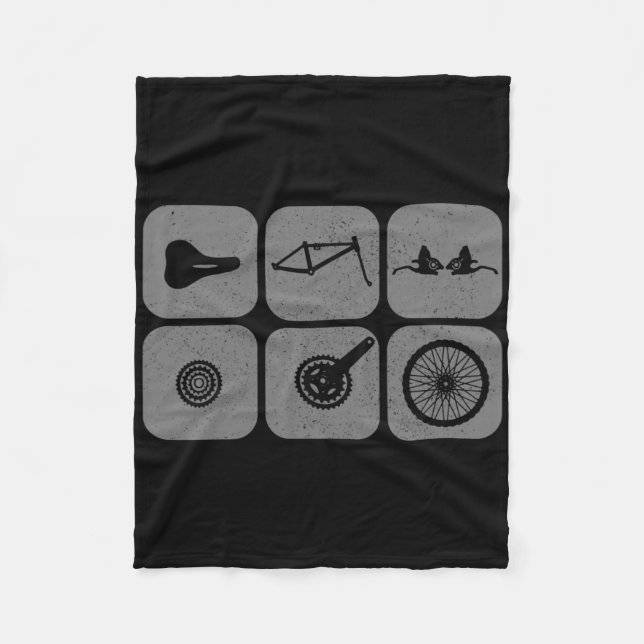 Bicycle Parts Mountain Bike Biking Mtb Cycling Cyl Fleece Blanket (Front)