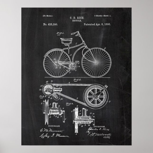 Bicycle Patent Poster (Front)