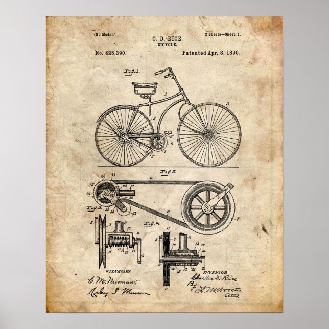 Bicycle Patent Poster (Front)