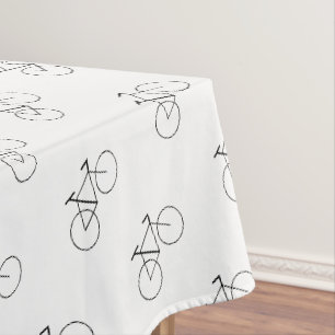 Bicycle Pattern in Classic White Elegant Tablecloth