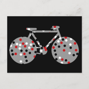 bicycle & polka dots black postcard