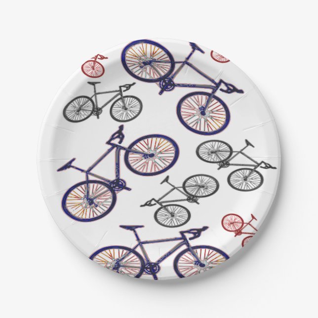 Bicycle Print Design Paper Plate (Front)