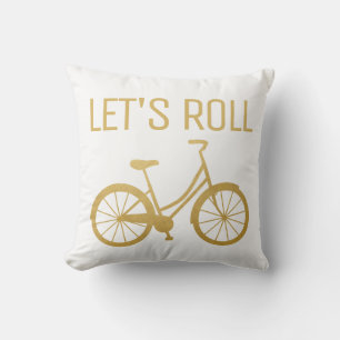 Bicycle Quote Lets Roll Gold Modern Bike Cushion