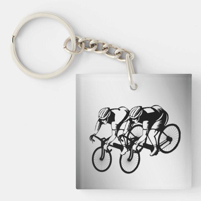 Bicycle Race Silver Key Ring (Front)