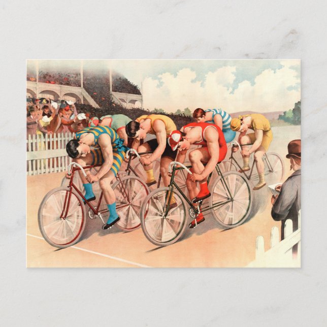 Bicycle Race Vintage Illustration Postcard (Front)