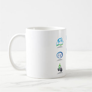 Bicycle Racing Icons Blue and Green Sport Coffee Mug