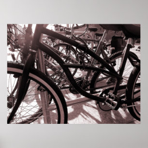 Bicycle Rack - Warm Tone B&W Poster