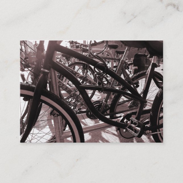 Bicycle Rack - Warm Toned B&W Business Card (Front)