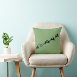 Bicycle Reindeer Funny Santa Christmas Cushion