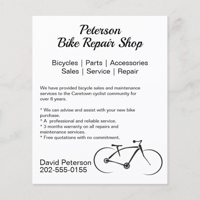 Bicycle Repair Maintenance Sales Business Flyer (Front)