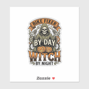 Bicycle Repair Witch Vintage Halloween Bike Mechan