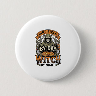 Bicycle Repair Witch Vintage Halloween Bike Mechan 6 Cm Round Badge