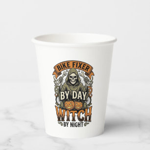 Bicycle Repair Witch Vintage Halloween Bike Mechan Paper Cups