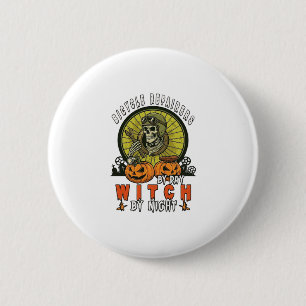 Bicycle Repairers Witch Skull Wrench Pumpkins Hall 6 Cm Round Badge