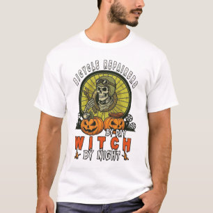 Bicycle Repairers Witch Skull Wrench Pumpkins Hall T-Shirt