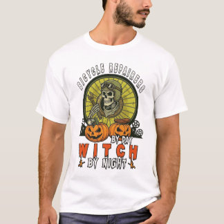 Bicycle Repairers Witch Skull Wrench Pumpkins Hall T-Shirt