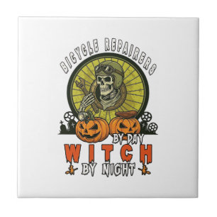Bicycle Repairers Witch Skull Wrench Pumpkins Hall Tile